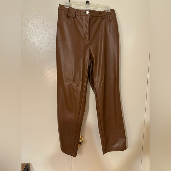 Brown Vegan Leather Pants - Picture 1 of 2
